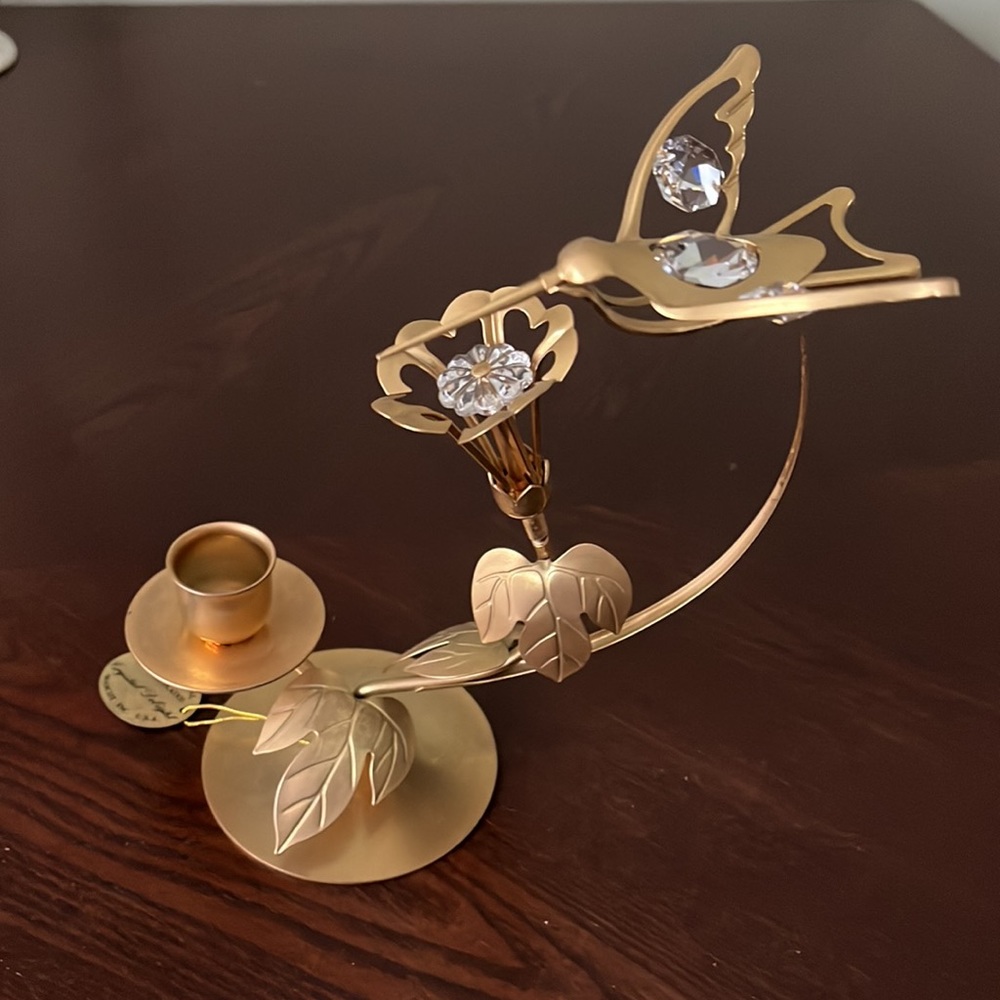 Crystal Delight Candleholder Austrian Crystal 24 K Gold Plated